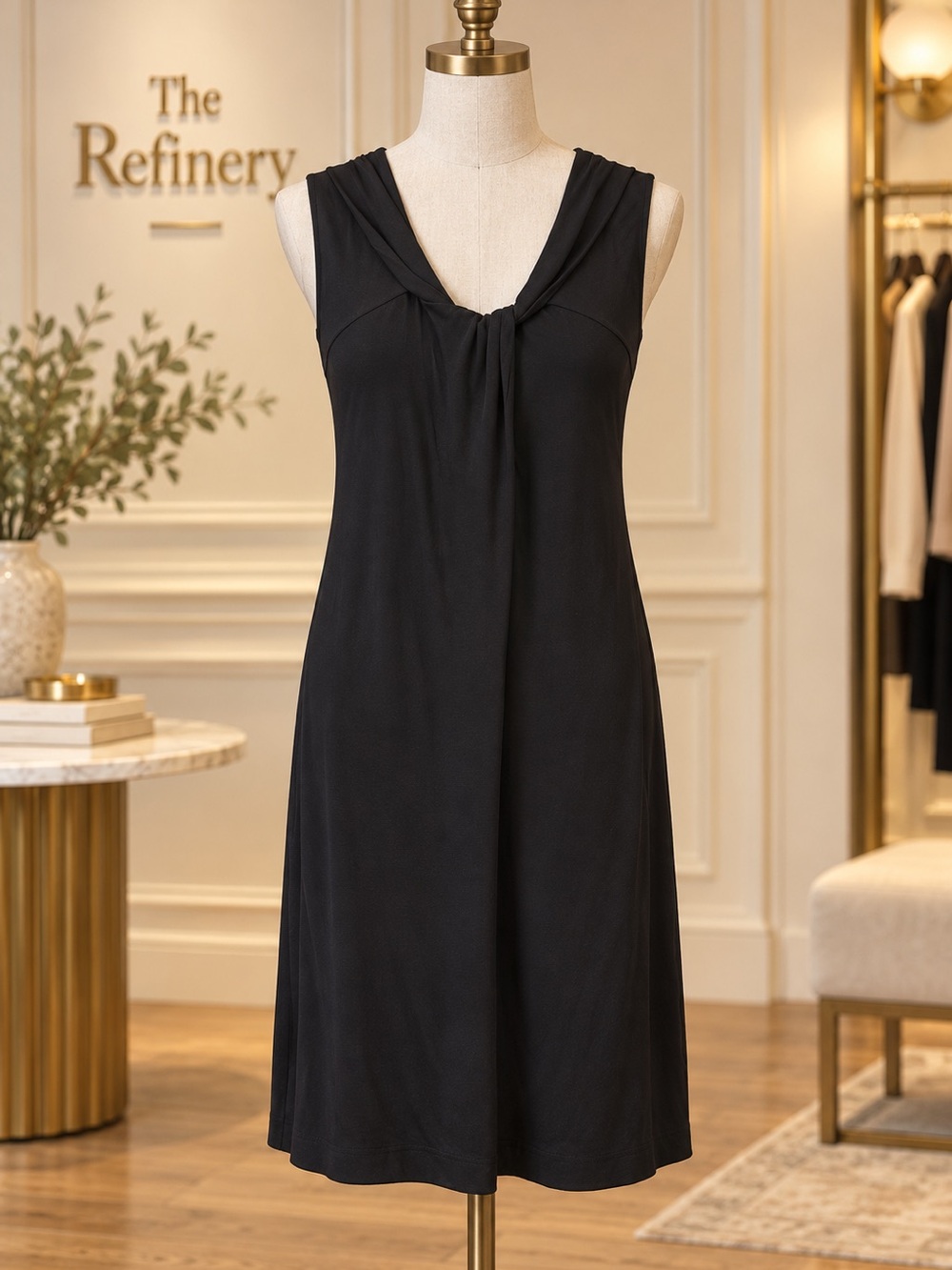 Vince Sleeveless Knot-Front Black Slip Dress XS